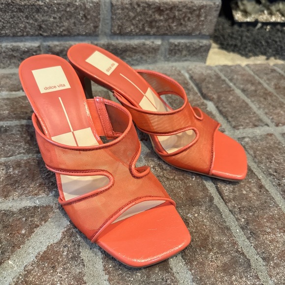 Dolce Vita Shoes - Dolce Vita Womens Sandals Orange Mesh Open-Toe Slide Square Toe Size 7.5 #226
